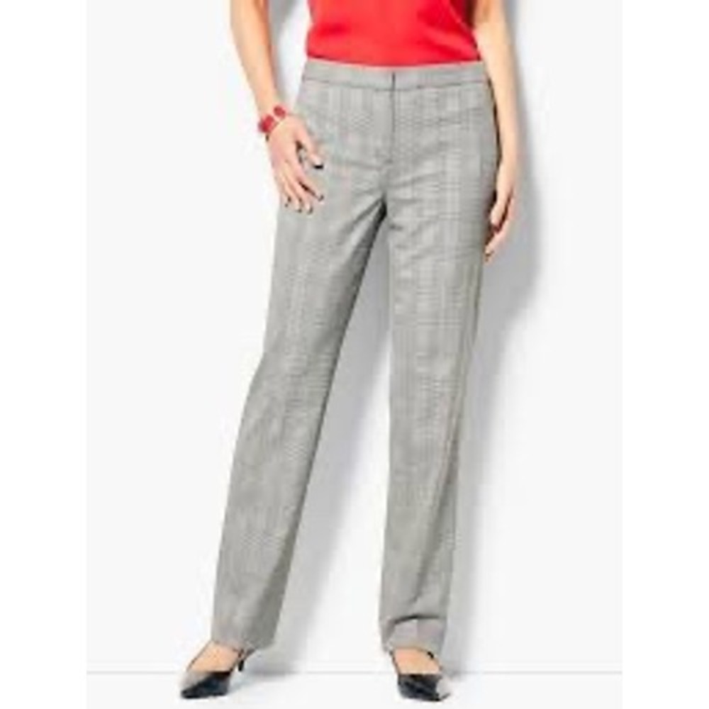 Talbots Heritage Wide Leg Pants Grey EUC Glen Plaid Wool Blend Academia SZ 16